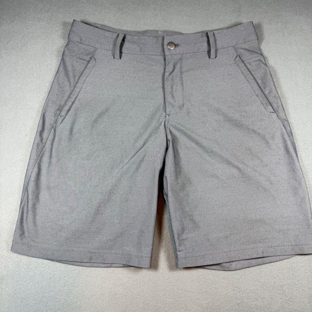 Lululemon Mens Commission Shorts 34 Grey Nylon Blend Chino Style 9 Inch Inseam